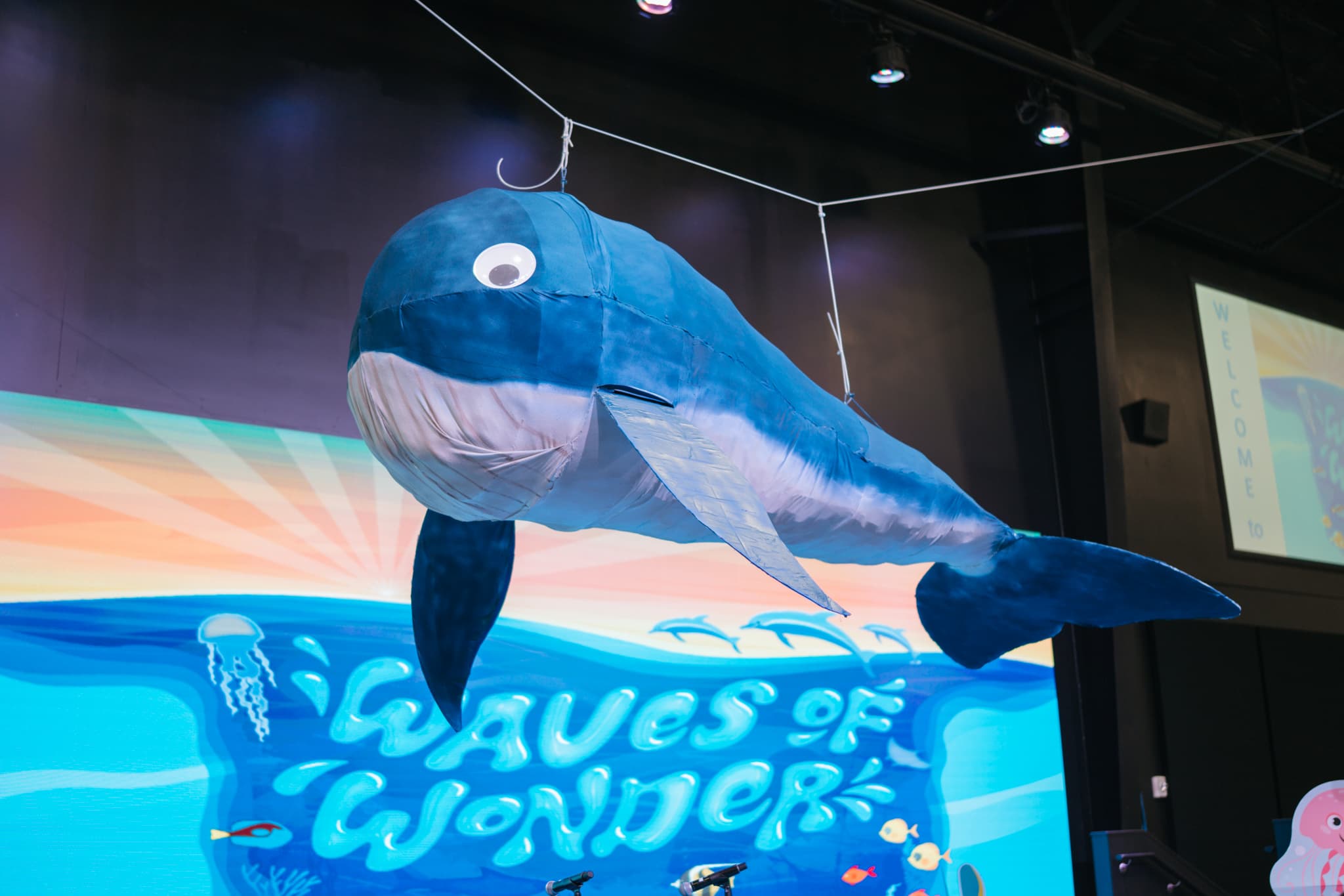 Handmade whale decoration at VBS camp Riverview