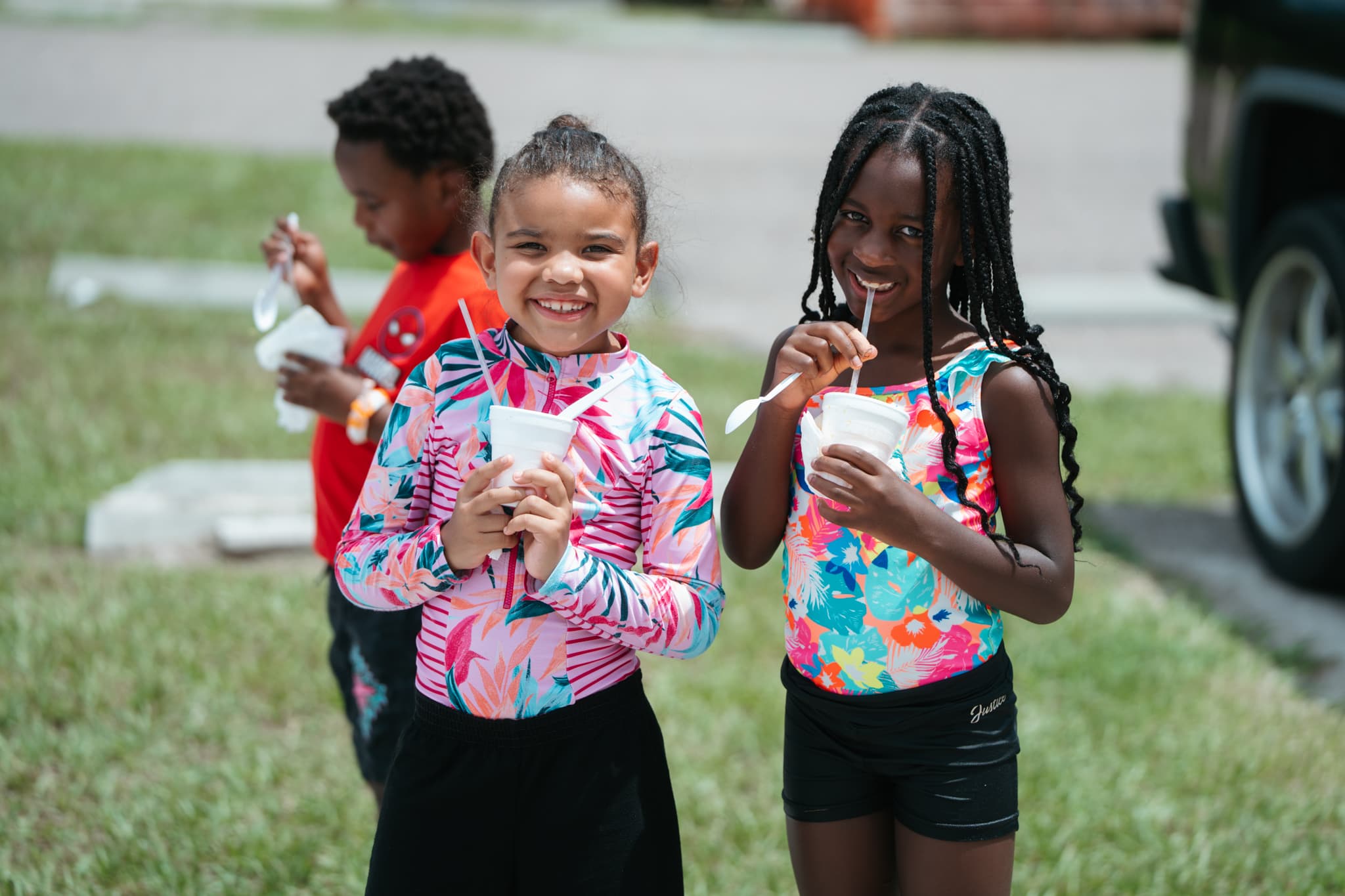 Campers enjoying ice cream treats at Love First summer camp